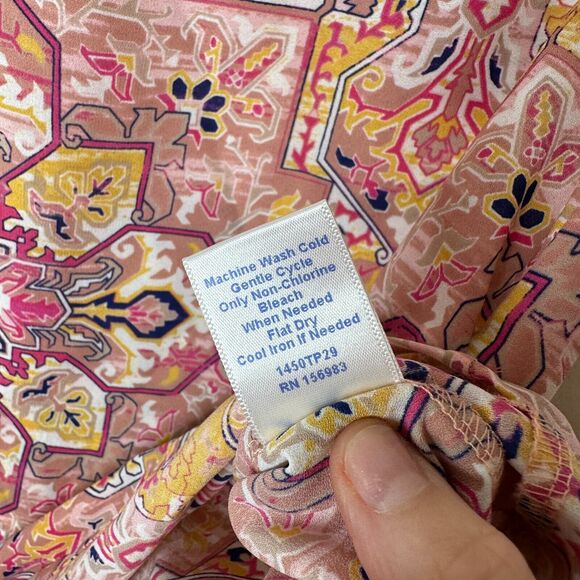 Allison Joy Cute Pink Yellow Blue Aztec Print Sleeveless Halter Neck Blouse XS - Picture 5 of 8